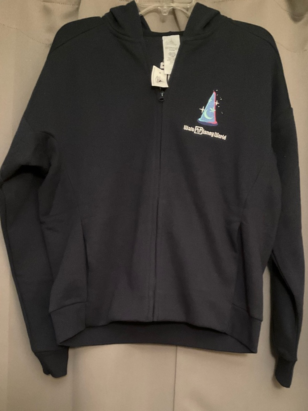 Disney Navy Zip-Up Hoodie with Sorcerer Mickey Accent